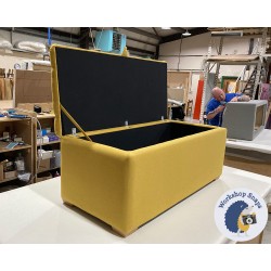 Dean Deep Buttoned Lid Storage Ottoman 119 x 53cm (47 x 21") Faux Wool Mustard  - 1ins Light Square Foot 226206