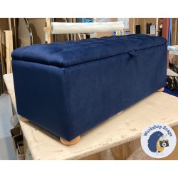 Dean Deep Buttoned Lid Storage Ottoman 119 x 53cm (47 x 21") Flat Velvet Dark Blue - 1.5ins Dark Bun 232847