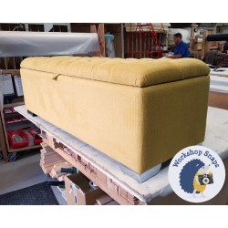 Dean Deep Buttoned Lid Storage Ottoman 119 x 53cm (47 x 21") House Chenille Mustard - Metal Corner Foot 39421