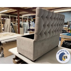 Dean Deep Buttoned Lid Storage Ottoman 119 x 53cm (47 x 21") House Velvet Mushroom - 1.5ins Dark Bun Leg 233165