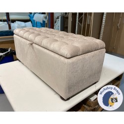 Dean Deep Buttoned Lid Storage Ottoman 119 x 53cm (47 x 21") House Velvet Mushroom - 1.5ins Dark Bun Leg 233165