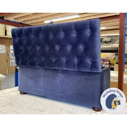 Dean Deep Buttoned Lid Storage Ottoman 119 x 53cm (47 x 21") Linwood Omega Velvet Atlantis - 1.5ins Dark Bun Feet 235754