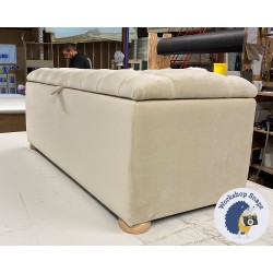 Dean Deep Buttoned Lid Storage Ottoman 119 x 53cm (47 x 21") Linwood Omega Velvet Biscuit - 1ins Light Bun Foot 236790