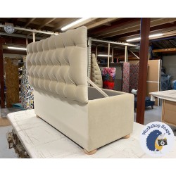 Dean Deep Buttoned Lid Storage Ottoman 119 x 53cm (47 x 21") Linwood Omega Velvet Biscuit - 1ins Light Bun Foot 236790