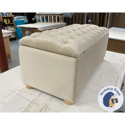 Dean Deep Buttoned Lid Storage Ottoman 119 x 53cm (47 x 21") Linwood Omega Velvet Biscuit - 1ins Light Bun Foot 236790