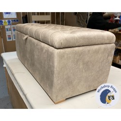 Dean Deep Buttoned Lid Storage Ottoman 119 x 53cm (47 x 21") Marbled Velvet Linen - 1ins Light Square Foot 237298
