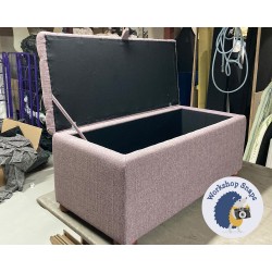 Dean Deep Buttoned Lid Storage Ottoman 119 x 53cm (47 x 21") Textured Weave Heather - 1.5ins Mahogany Bun Foot 6014