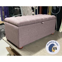 Dean Deep Buttoned Lid Storage Ottoman 119 x 53cm (47 x 21") Textured Weave Heather - 1.5ins Mahogany Bun Foot 6014