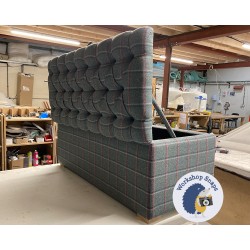 Dean Deep Buttoned Lid Storage Ottoman 119 x 53cm (47 x 21") Wool Check Teal - 1ins Light Square Foot 235686