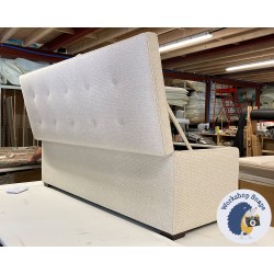 Sherwood Shallow Buttoned & Piped Lid Ottoman 152 x 53cm (60 x 21") COM Chase Irwin Reva Parchment - 1ins Dark Square - 234225