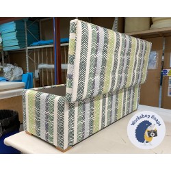 Sherwood Shallow Buttoned & Piped Lid Ottoman 152 x 53cm (60 x 21") COM Christopher Farr Bookend Verde - 1ins Square Natural Foot 8961