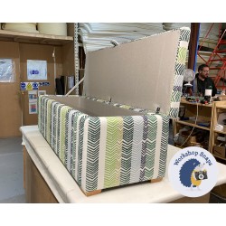 Sherwood Shallow Buttoned & Piped Lid Ottoman 152 x 53cm (60 x 21") COM Christopher Farr Bookend Verde - 1ins Square Natural Foot 8961