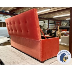 Sherwood Shallow Buttoned & Piped Lid Ottoman 152 x 53cm (60 x 21") COM Elitis Palatine - 1.5ins Dark Bun Foot - 234296