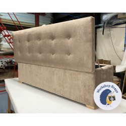 Sherwood Shallow Buttoned & Piped Lid Ottoman 152 x 53cm (60 x 21") House Velvet Mink - 1ins Square Natural Foot 8046