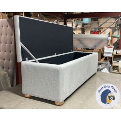 Sherwood Shallow Buttoned & Piped Lid Ottoman 152 x 53cm (60 x 21") Soft Weave Silver - 1.5ins Light Bun 225505