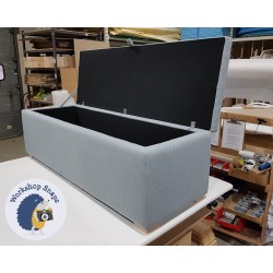 Sherwood Shallow Buttoned & Piped Lid Ottoman 152 x 53cm (60 x 21") Textured Weave Duck Egg - 1ins Square Natural Foot 4471