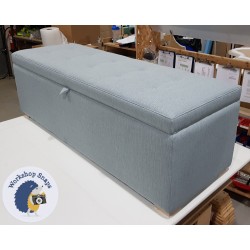 Sherwood Shallow Buttoned & Piped Lid Ottoman 152 x 53cm (60 x 21") Textured Weave Duck Egg - 1ins Square Natural Foot 4471