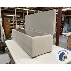Dean Deep Buttoned Lid Storage Ottoman 152 x 53cm (60 x 21") Brushed Linen Chamois - 1ins Dark Square Foot - 236410 Dean Deep Buttoned Lid Storage Ottoman 152 x 53cm (60 x 21") Brushed Linen Chamois - 1ins Dark Square Foot - 236410