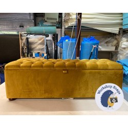 Dean Deep Buttoned Lid Storage Ottoman 152 x 53cm (60 x 21") Christina Marrone Cambio Saffron - 1.5ins Bun Mahogany Leg 7691 Dean Deep Buttoned Lid Storage Ottoman 152 x 53cm (60 x 21") Christina Marrone Cambio Saffron - 1.5ins Bun Mahogany Leg 7691