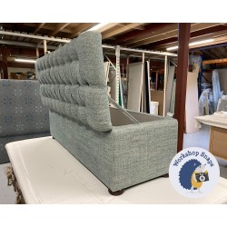 Dean Deep Buttoned Lid Storage Ottoman 152 x 53cm (60 x 21") COM Fermoie Plain Linen 037 - 1.5ins Bun Mahogany Foot 8836 Dean Deep Buttoned Lid Storage Ottoman 152 x 53cm (60 x 21") COM Fermoie Plain Linen 037 - 1.5ins Bun Mahogany Foot 8836