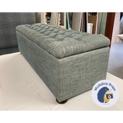 Dean Deep Buttoned Lid Storage Ottoman 152 x 53cm (60 x 21") COM Fermoie Plain Linen 037 - 1.5ins Bun Mahogany Foot 8836 Dean Deep Buttoned Lid Storage Ottoman 152 x 53cm (60 x 21") COM Fermoie Plain Linen 037 - 1.5ins Bun Mahogany Foot 8836