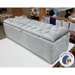 Dean Deep Buttoned Lid Storage Ottoman 152 x 53cm (60 x 21") Crushed Velvet Cloud - 1ins Light Square Feet 220441 Dean Deep Buttoned Lid Storage Ottoman 152 x 53cm (60 x 21") Crushed Velvet Cloud - 1ins Light Square Feet 220441