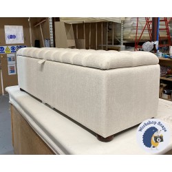 Dean Deep Buttoned Lid Storage Ottoman 152 x 53cm (60 x 21") House Weave Linen - 1.5ins Dark Bun Foot 235406 Dean Deep Buttoned Lid Storage Ottoman 152 x 53cm (60 x 21") House Weave Linen - 1.5ins Dark Bun Foot 235406