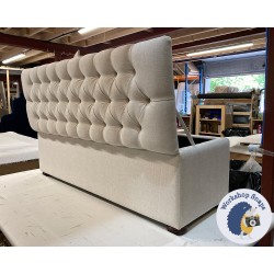 Dean Deep Buttoned Lid Storage Ottoman 152 x 53cm (60 x 21") House Weave Linen - 1.5ins Dark Bun Foot 235406 Dean Deep Buttoned Lid Storage Ottoman 152 x 53cm (60 x 21") House Weave Linen - 1.5ins Dark Bun Foot 235406