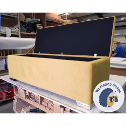 Dean Deep Buttoned Lid Storage Ottoman 152 x 53cm (60 x 21") Soft Weave Mustard - Metal Corner Foot 39421 Dean Deep Buttoned Lid Storage Ottoman 152 x 53cm (60 x 21") Soft Weave Mustard - Metal Corner Foot 39421