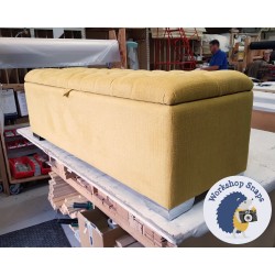 Dean Deep Buttoned Lid Storage Ottoman 152 x 53cm (60 x 21") Soft Weave Mustard - Metal Corner Foot 39421 Dean Deep Buttoned Lid Storage Ottoman 152 x 53cm (60 x 21") Soft Weave Mustard - Metal Corner Foot 39421