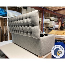 Dean Deep Buttoned Lid Storage Ottoman 152 x 53cm (60 x 21") Wool Plain Mid Grey - 1.5ins Light Bun Foot 234970 Dean Deep Buttoned Lid Storage Ottoman 152 x 53cm (60 x 21") Wool Plain Mid Grey - 1.5ins Light Bun Foot 234970