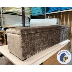 Brechfa Plain Lid Storage Ottoman 183 x 53cm (72 x 21") Crushed Velvet Mink - 1ins Dark Square Feet 233467