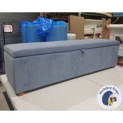 Brechfa Plain Lid Storage Ottoman 183 x 53cm (72 x 21") Flat Velvet Wedgwood - 1.5ins Light Bun Feet 219887