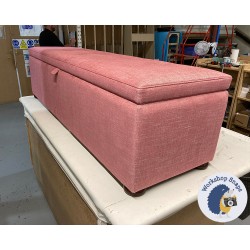 Sherwood Shallow Buttoned & Piped Lid Ottoman 183 x 53cm (72 x 21") House Weave Rose Pink - 1.5ins Dark Bun 235479