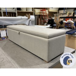 Sherwood Shallow Buttoned & Piped Lid Ottoman 183 x 53cm (72 x 21") JBrown Coastal Latte - Contrast Buttons and Piping in JBrown Harbour Natural - 1ins Light Square Feet 225671