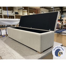 Sherwood Shallow Buttoned & Piped Lid Ottoman 183 x 53cm (72 x 21") JBrown Coastal Latte - Contrast Buttons and Piping in JBrown Harbour Natural - 1ins Light Square Feet 225671