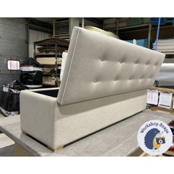 Sherwood Shallow Buttoned & Piped Lid Ottoman 183 x 53cm (72 x 21") JBrown Coastal Latte - Contrast Buttons and Piping in JBrown Harbour Natural - 1ins Light Square Feet 225671