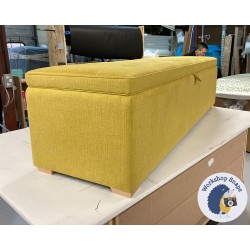 Sherwood Shallow Buttoned & Piped Lid Ottoman 183 x 53cm (72 x 21") Soft Weave Mustard - 1ins Square Foot 233741