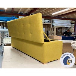 Sherwood Shallow Buttoned & Piped Lid Ottoman 183 x 53cm (72 x 21") Soft Weave Mustard - 1ins Square Foot 233741