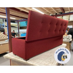 Sherwood Shallow Buttoned & Piped Lid Ottoman 183 x 53cm (72 x 21") Wool Plain Pomegranate - 1ins Square Mahogany Leg 8651