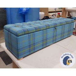 Dean Deep Buttoned Lid Storage Ottoman 183 x 53cm (72 x 21") Highland Check Aqua Olive Deep Buttoned Lid 219887 Dean Deep Buttoned Lid Storage Ottoman 183 x 53cm (72 x 21") Highland Check Aqua Olive Deep Buttoned Lid 219887