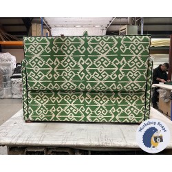 Caldey Plain Lid Curved Arm Storage Ottoman 144 x 56cm (56.5 x 22") COM Haines Collection - Contrast Piped COM - Dark Bun Feet 226056