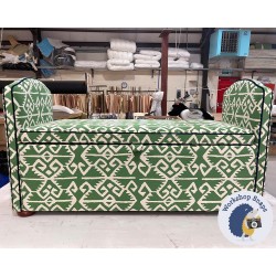 Caldey Plain Lid Curved Arm Storage Ottoman 144 x 56cm (56.5 x 22") COM Haines Collection - Contrast Piped COM - Dark Bun Feet 226056