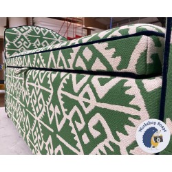 Caldey Plain Lid Curved Arm Storage Ottoman 144 x 56cm (56.5 x 22") COM Haines Collection - Contrast Piped COM - Dark Bun Feet 226056