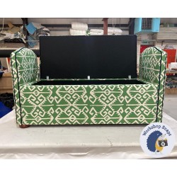 Caldey Plain Lid Curved Arm Storage Ottoman 144 x 56cm (56.5 x 22") COM Haines Collection - Contrast Piped COM - Dark Bun Feet 226056