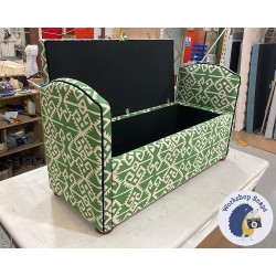 Caldey Plain Lid Curved Arm Storage Ottoman 144 x 56cm (56.5 x 22") COM Haines Collection - Contrast Piped COM - Dark Bun Feet 226056