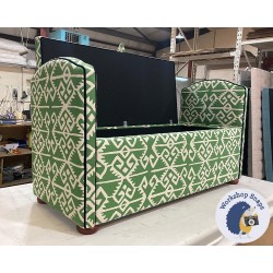 Caldey Plain Lid Curved Arm Storage Ottoman 144 x 56cm (56.5 x 22") COM Haines Collection - Contrast Piped COM - Dark Bun Feet 226056