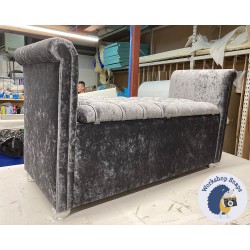 Cardinham Deep Buttoned Lid Scroll Arm Storage Ottoman 144 x 56cm (56.5 x 22") Jbrown Modena Steel - Swarovski Crystals - Sardinia Metal Bun Foot 239444 Cardinham Deep Buttoned Lid Scroll Arm Storage Ottoman 144 x 56cm (56.5 x 22") Jbrown Modena Steel - Swarovski Crystals - Sardinia Metal Bun Foot 239444