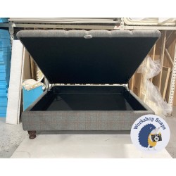 BESPOKE SIZE Savernake Deep Buttoned Lid Medium Depth Storage Footstool 114 x 114cm (45 x 45") COM Prestigious Textiles Strathmore Fabric - 4ins Turned Mahogany Leg 6829 BESPOKE SIZE Savernake Deep Buttoned Lid Medium Depth Storage Footstool 114 x 114cm (45 x 45") COM Prestigious Textiles Strathmore Fabric - 4ins Turned Mahogany Leg 6829