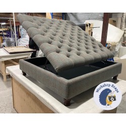 BESPOKE SIZE Savernake Deep Buttoned Lid Medium Depth Storage Footstool 114 x 114cm (45 x 45") COM Prestigious Textiles Strathmore Fabric - 4ins Turned Mahogany Leg 6829 BESPOKE SIZE Savernake Deep Buttoned Lid Medium Depth Storage Footstool 114 x 114cm (45 x 45") COM Prestigious Textiles Strathmore Fabric - 4ins Turned Mahogany Leg 6829